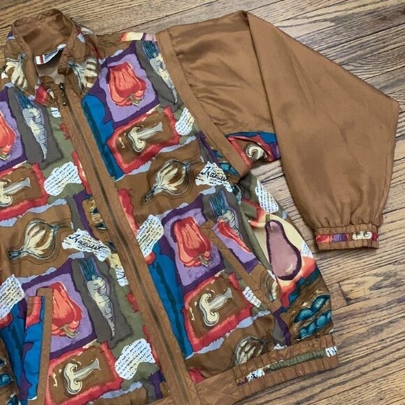 VTG EVR Silk Bomber Jacket Women Small Novelty Print Multi Windbreaker Halloween - Picture 9 of 13